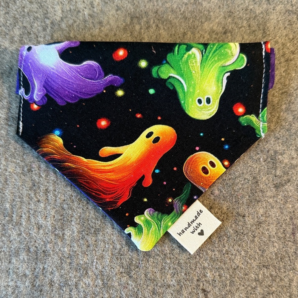 Colorful Ghost Print Scrunchie Dog Bandana